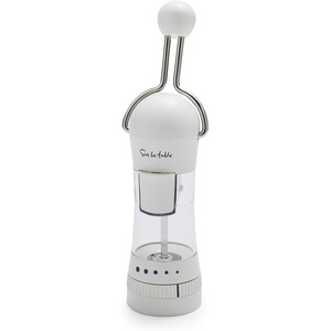 Sur La Table Ratchet Mill, Dark Red, Ceramic Stone Grinder for Pepper, Salt and Spices with Adjustable Coarseness(White)