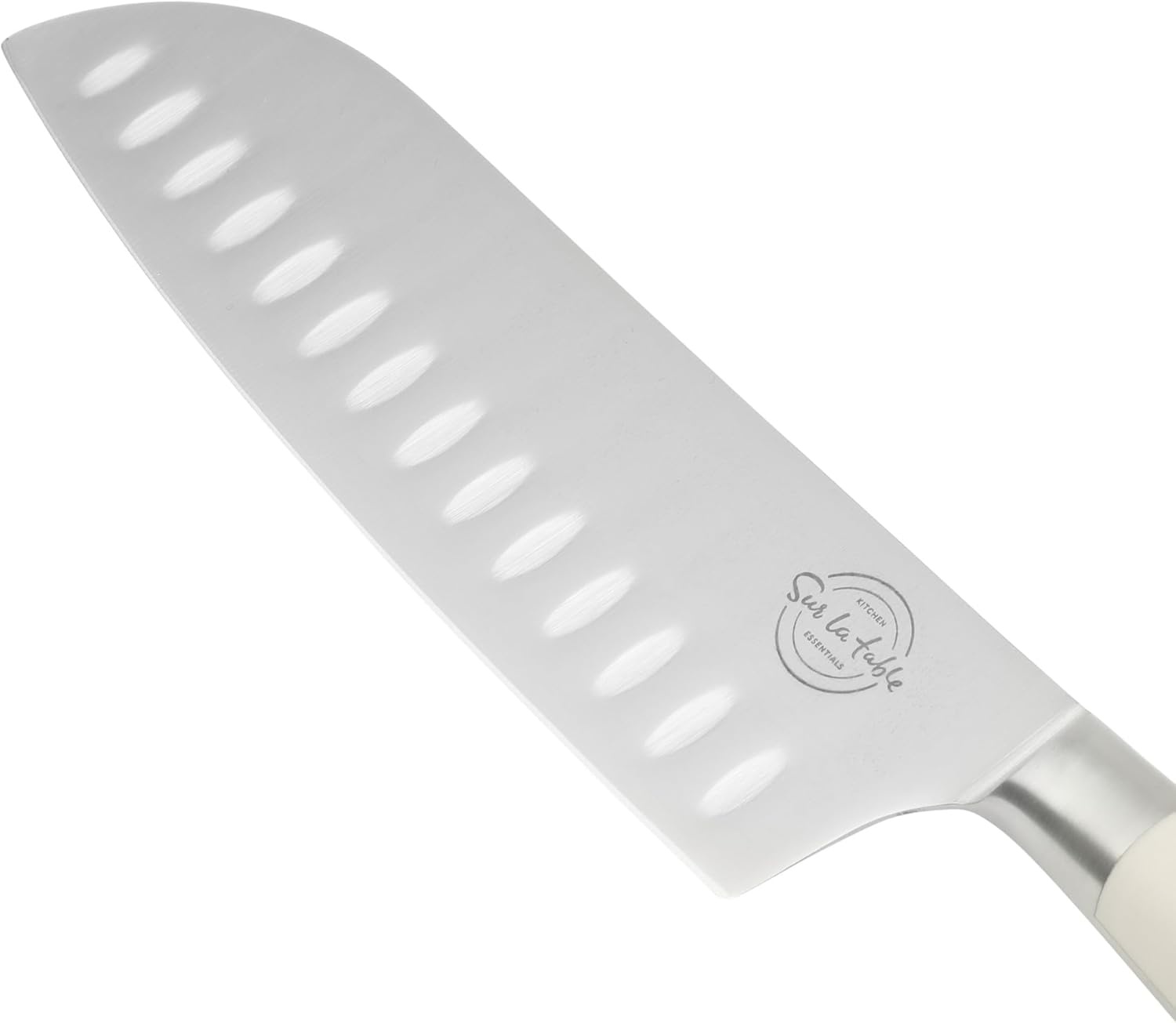 image:imageSur La Table Kitchen Essential Tasting Kitchen German Steel Slicer Knife 8Inch Stainless Steel Blade Professional Kitchen Knife with White Handle and Forged Full TangEggshell White 7 Santoku