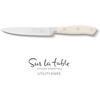 Sur La Table Kitchen Essential Tasting Kitchen German Steel Slicer Knife, 8-Inch Stainless Steel Blade – Professional Kitchen Knife with White Handle and Forged Full Tang(Eggshell White (5″ Utility))