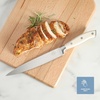 Sur La Table Kitchen Essential Tasting Kitchen German Steel Slicer Knife, 8-Inch Stainless Steel Blade – Professional Kitchen Knife with White Handle and Forged Full Tang(Eggshell White (8″ Slicer))