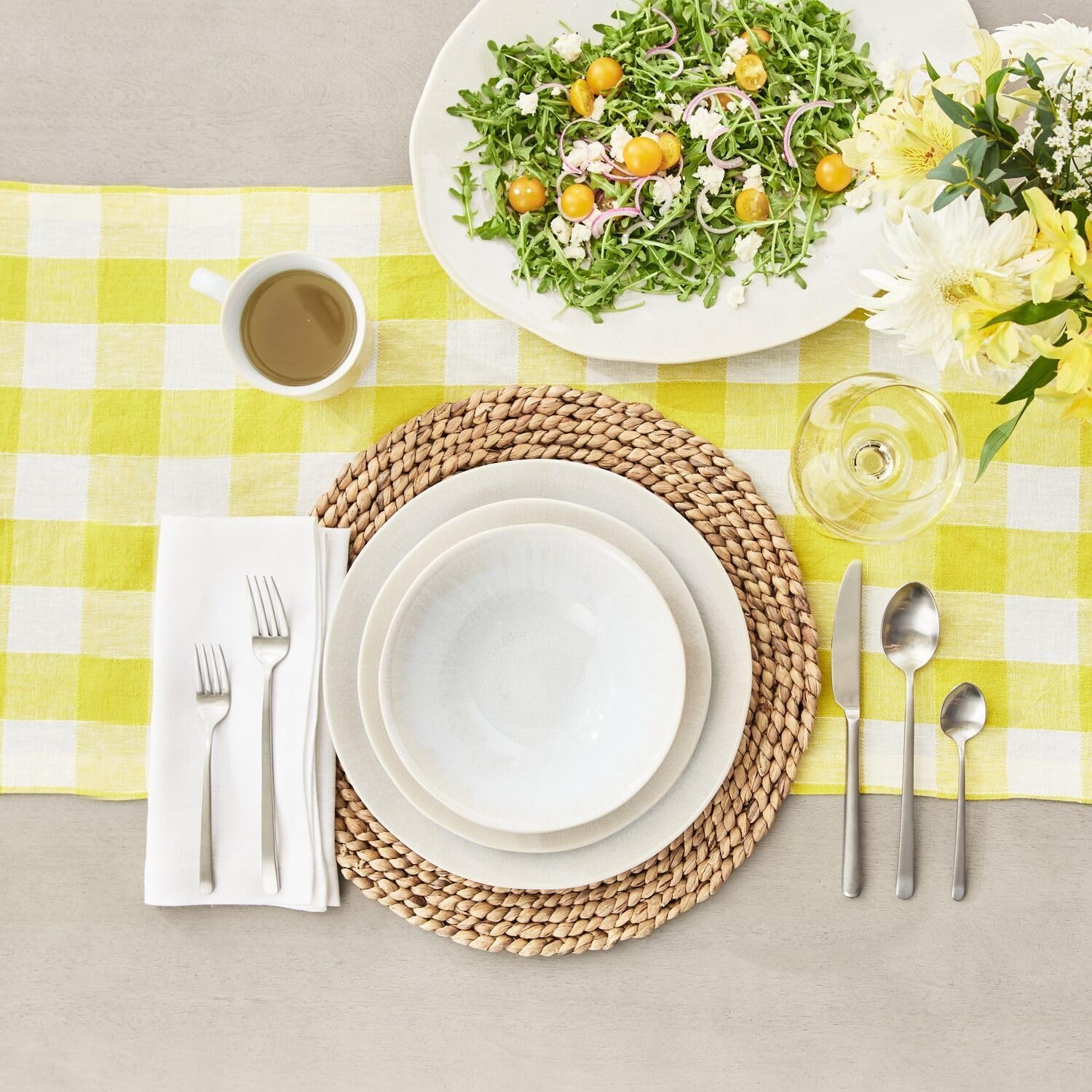 image:imageSur La Table Cloud Stoneware Dinnerware Set 12Piece Handcrafted Ceramic Collection Made in Portugal with Reactive Glaze Organic Design Dishwasher amp Microwave White