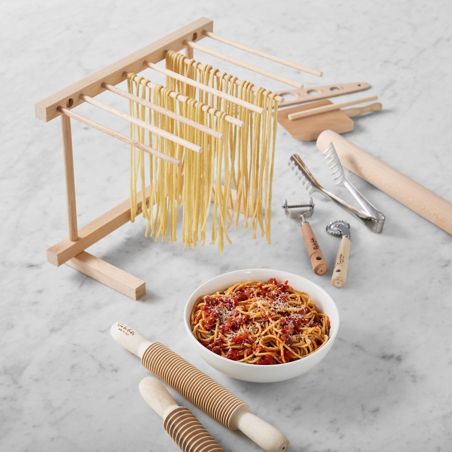 image:imageSur La Table Pasta Starter Set Complete HandRolled Fresh Pasta Kit with Cutter Rolling Pin and Recipe Guide