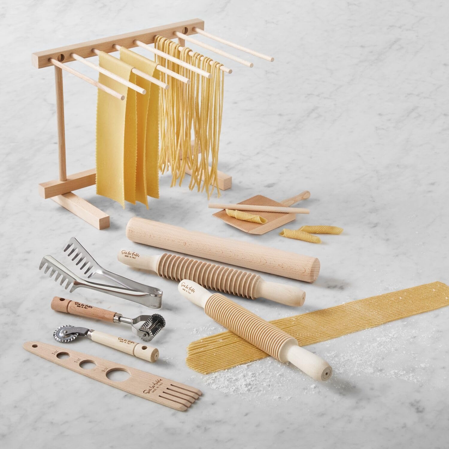 image:imageSur La Table Pasta Starter Set Complete HandRolled Fresh Pasta Kit with Cutter Rolling Pin and Recipe Guide