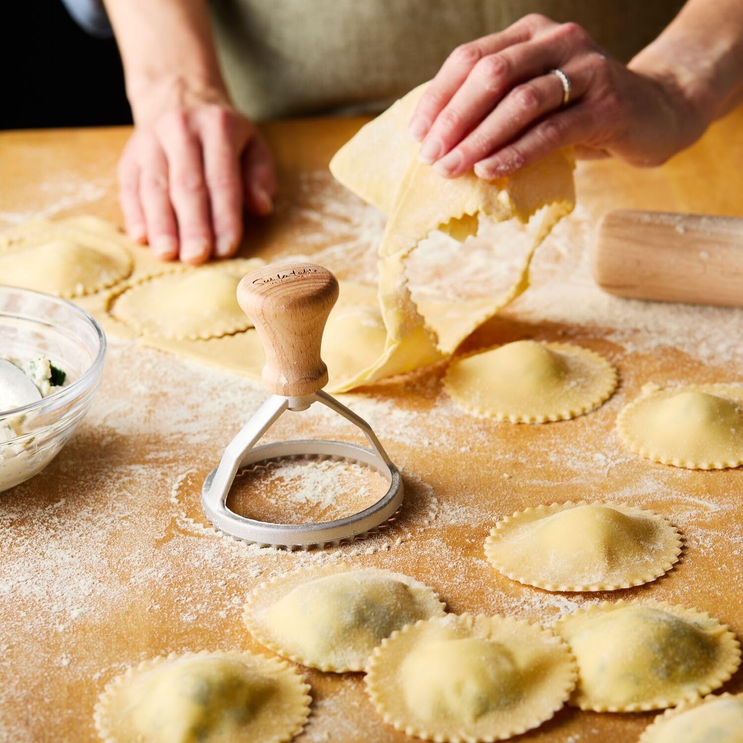 image:imageSur La Table Ravioli amp Tortellini Starter Set Complete Pasta Kit with Cutter Press Form and Recipe Guide for Homemade Stuffed Pasta