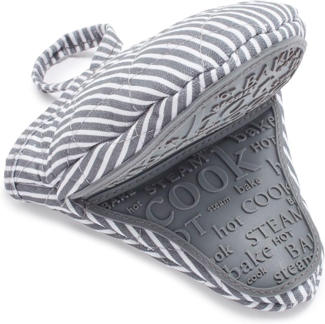 image:imageSur La Table Silicone Striped Mini Pinch Mitt GrayRed