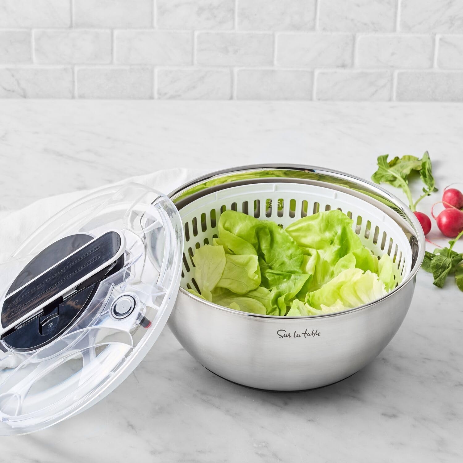 image:imageSur La Table Stainless Steel Salad Spinner Silver