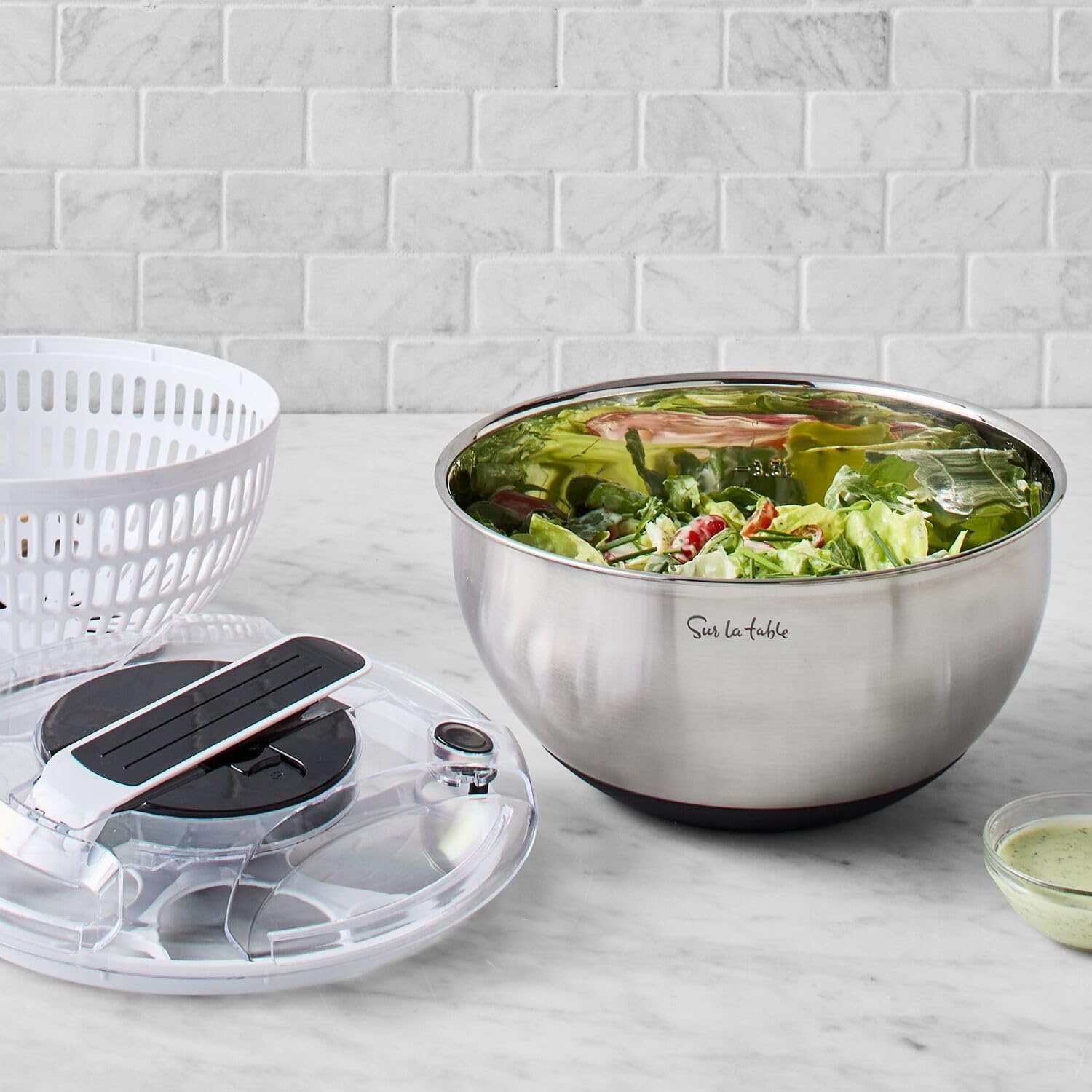 image:imageSur La Table Stainless Steel Salad Spinner Silver