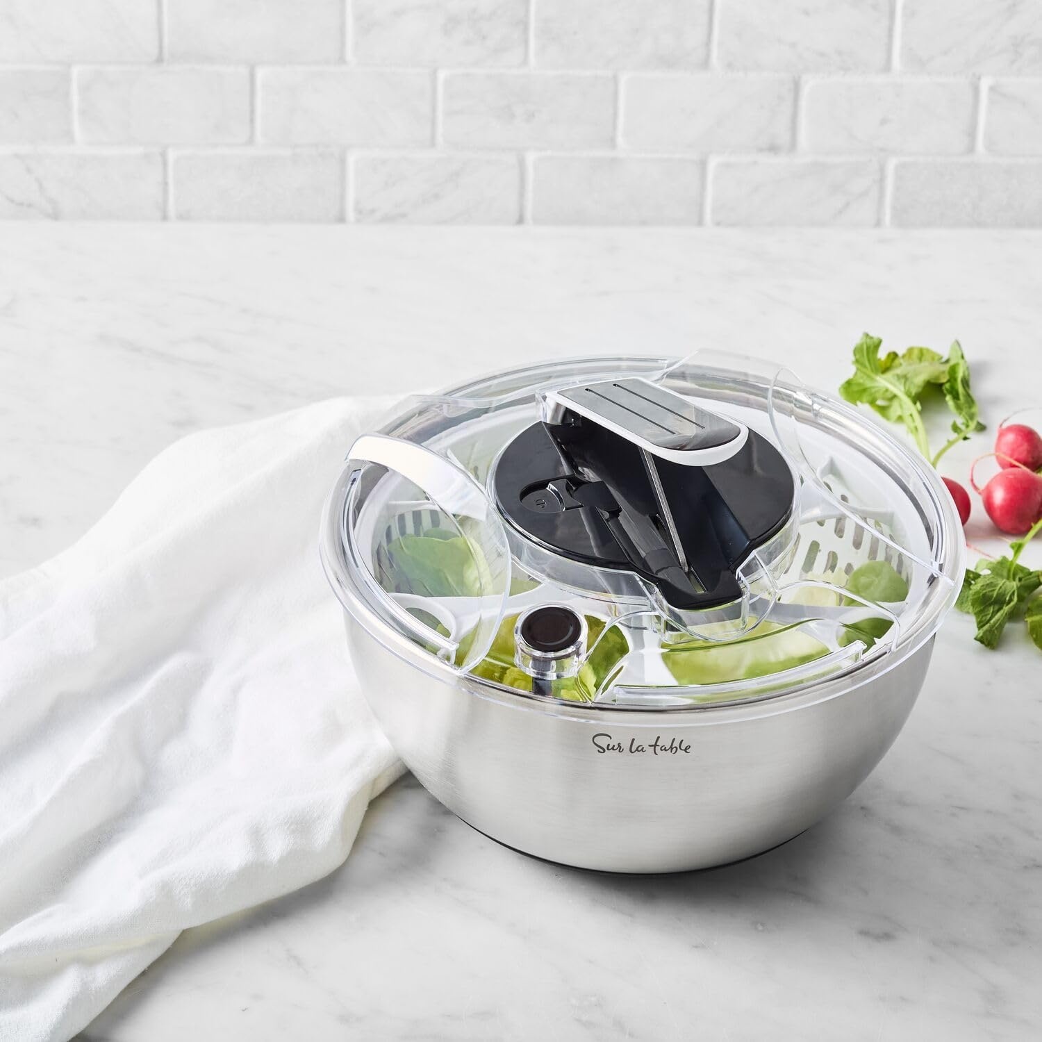 image:imageSur La Table Stainless Steel Salad Spinner Silver