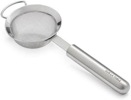 image:imageSur La Table Stainless Steel Sieve 925 Fine Mesh Strainer with Weighted Ergonomic Handle 188 NonCorrosive Metal for Sifting Rinsing amp StrainingSilver