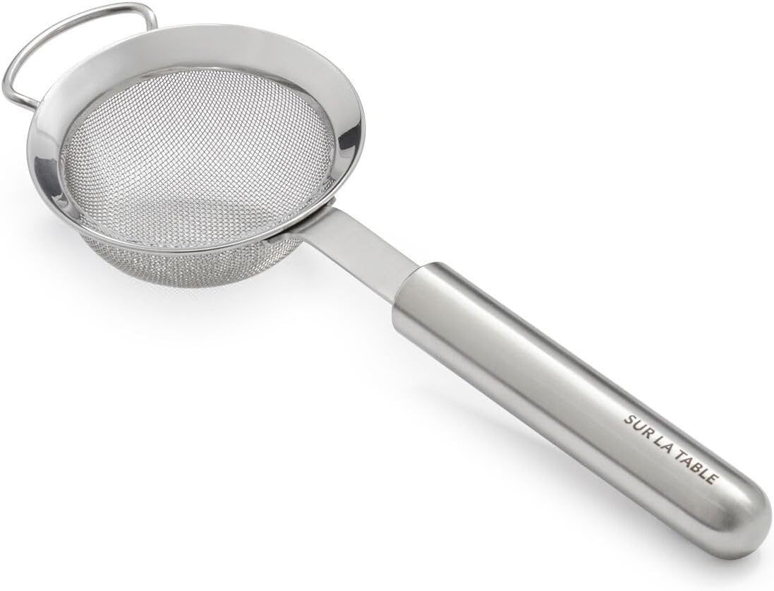 image:imageSur La Table Stainless Steel Sieve 925 Fine Mesh Strainer with Weighted Ergonomic Handle 188 NonCorrosive Metal for Sifting Rinsing amp StrainingSilver