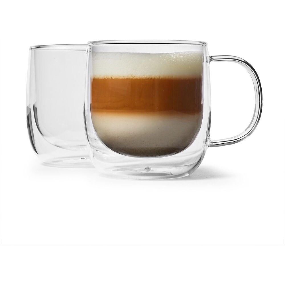 image:imageSur La Table DoubleWall Cappuccino Glasses Set of 2 Insulated Borosilicate Vessels That Keep Cappuccinos Hot and Hands Cool Set of 2