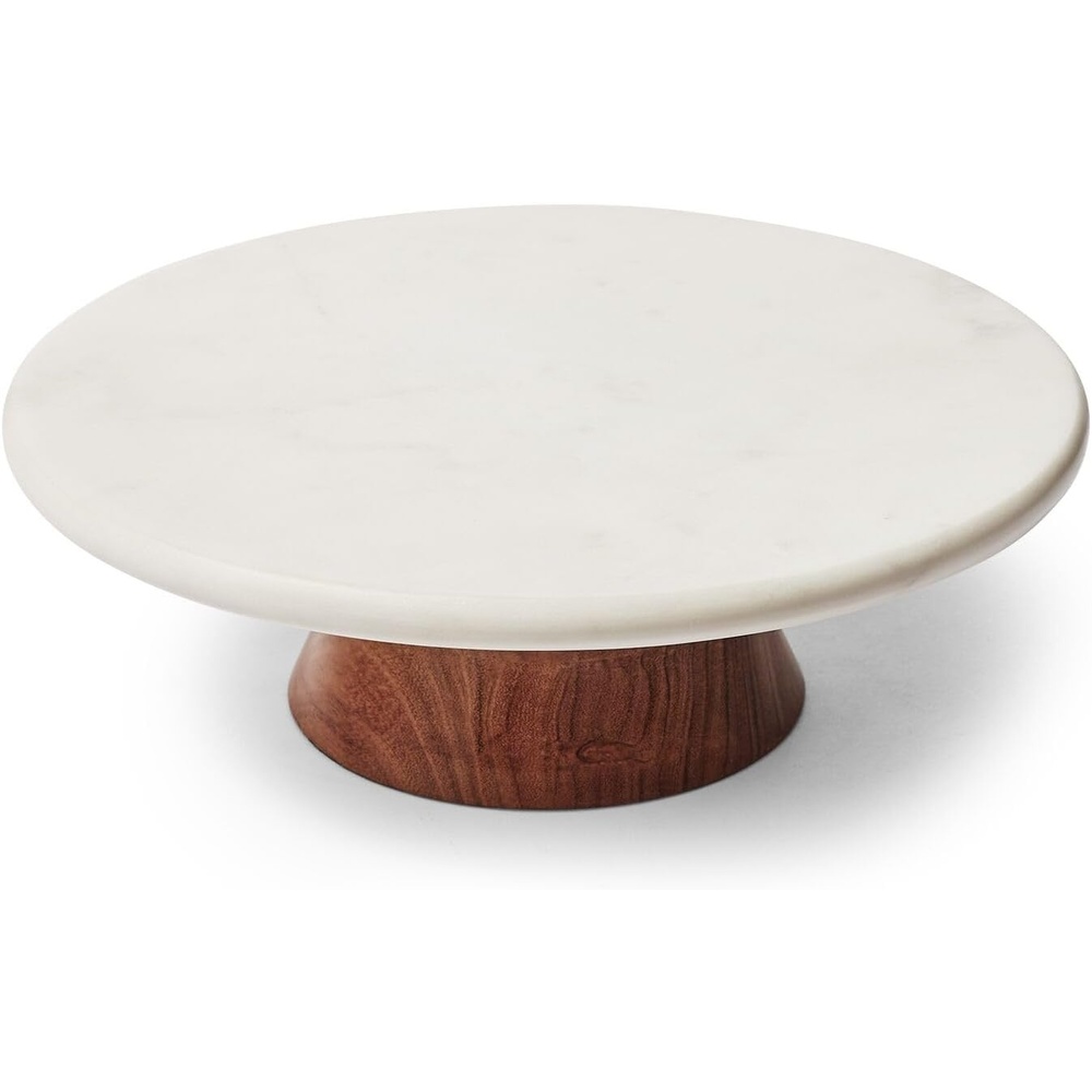 image:imageSur La Table Marble Rotating Cake Stand White Marble Pedestal with SmoothSpinning Base for Frosting and Decorating Layer Cakes