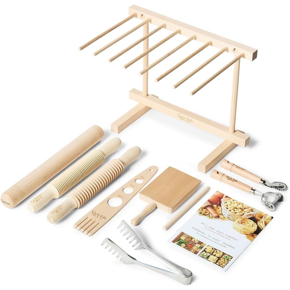 image:imageSur La Table Pasta Starter Set Complete HandRolled Fresh Pasta Kit with Cutter Rolling Pin and Recipe Guide