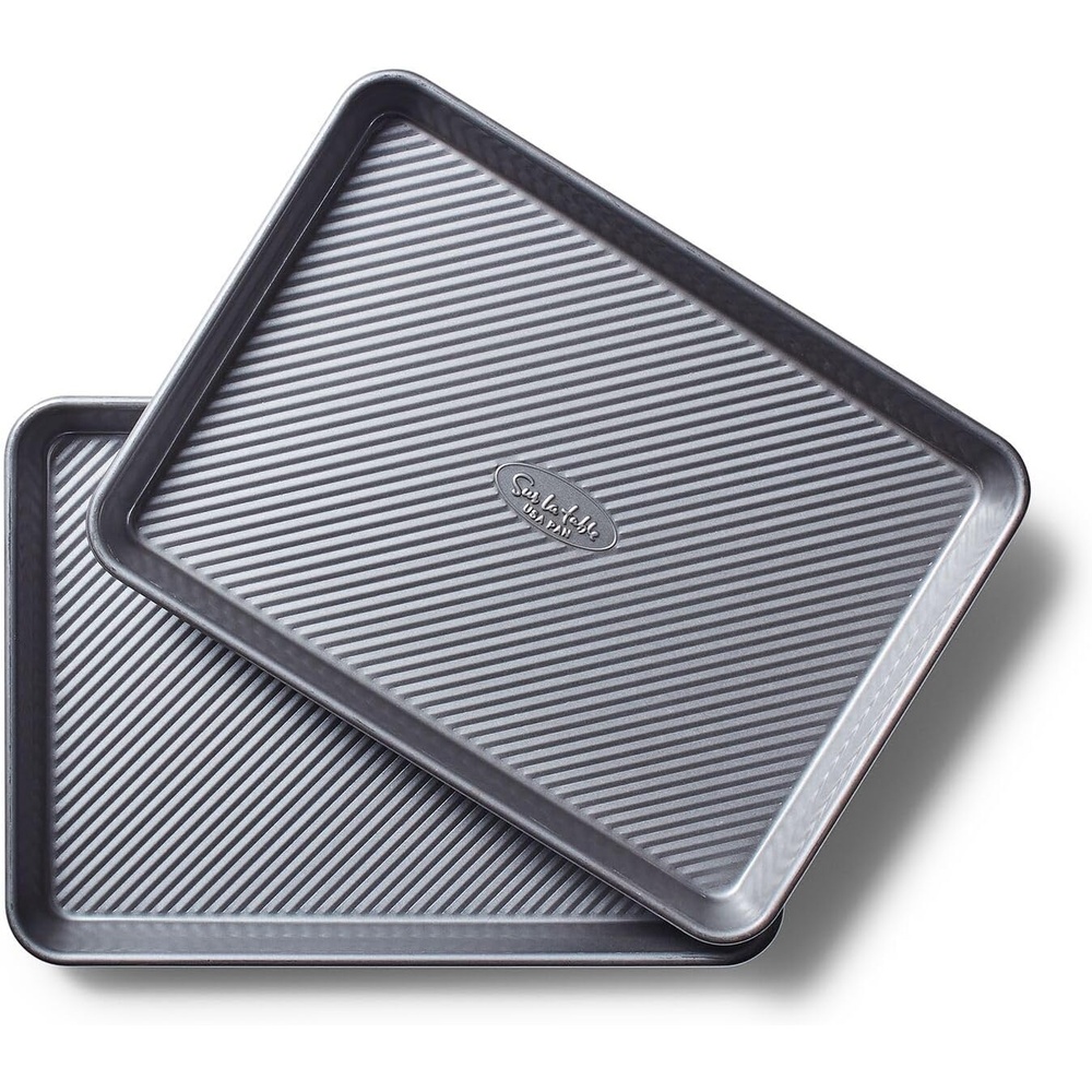 image:imageSur La Table Platinum Quarter Sheet Pans Set of 2 CommercialQuality Aluminized Steel Pans for Even Heat and No Warping Set of 2