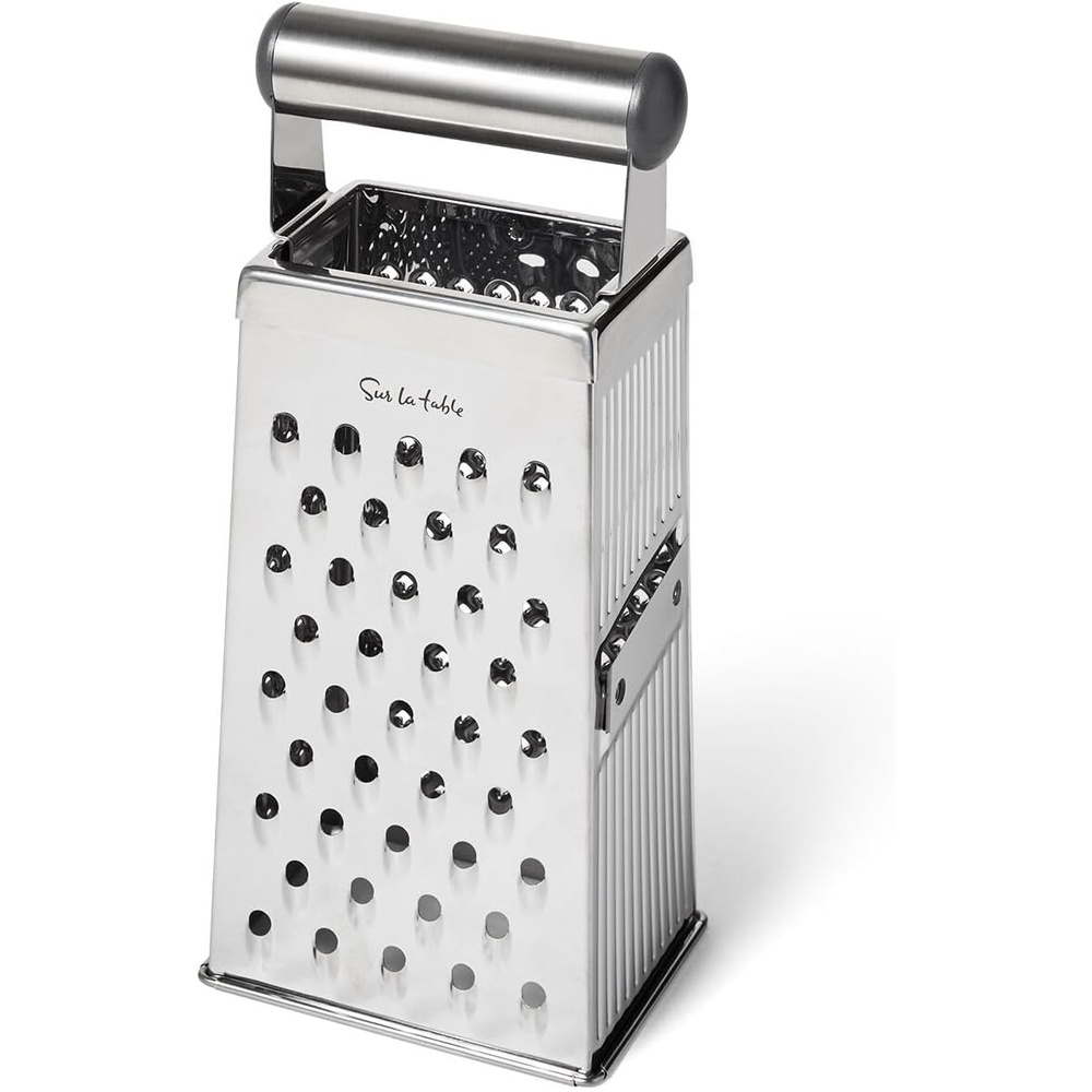 image:imageSur La Table Stainless Steel Box Grater FourSided Stainless Steel Grater with Fine Medium Coarse and Slicing Surfaces