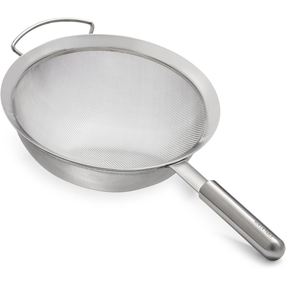 image:imageSur La Table Stainless Steel Sieve  925 Fine Mesh Strainer with Weighted Ergonomic Handle  188 NonCorrosive Metal for Sifting Rinsing amp StrainingSilver