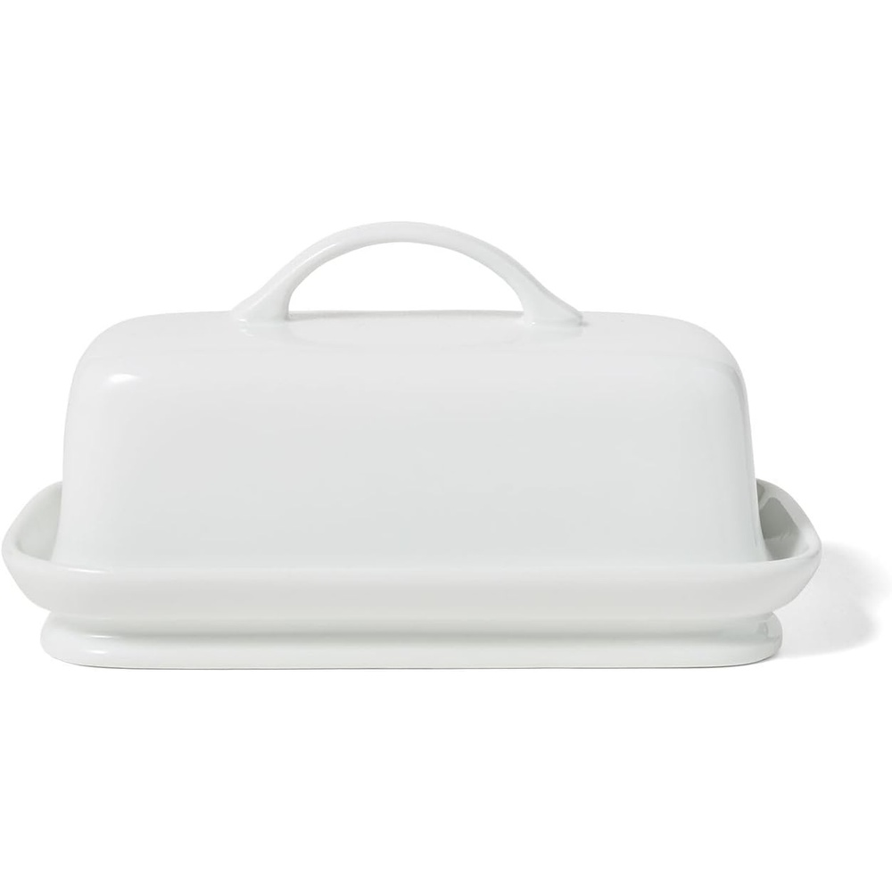 image:imageSur La Table White Butter Dish Covered Porcelain Vessel with Domed Lid for Counter Storage and Table Service