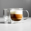 Sur La Table Double-Wall Cappuccino Glasses, Set of 2, Insulated Borosilicate Vessels That Keep Cappuccinos Hot and Hands Cool, Set of 2