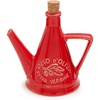 Sur La Table Farmhouse Italian Oil Cruet, Handmade Clay Vessel with Rustic Glaze and Pour Spout for Olive Oil and Vinegar, 12 oz(Red)