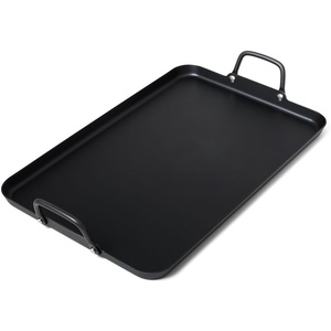 Sur La Table Carbon Steel Double Burner Griddle, 17″ x 11″, Black