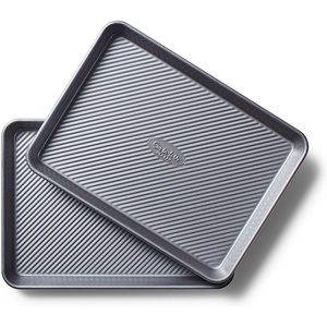 Sur La Table Platinum Quarter Sheet Pans, Set of 2 Commercial-Quality Aluminized Steel Pans for Even Heat and No Warping, Set of 2