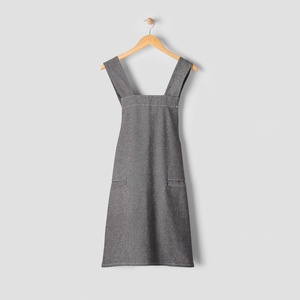 Sur La Table Smock Denim Apron, Full-Coverage Cotton Denim Smock Apron with Pockets and Adjustable Neck Strap