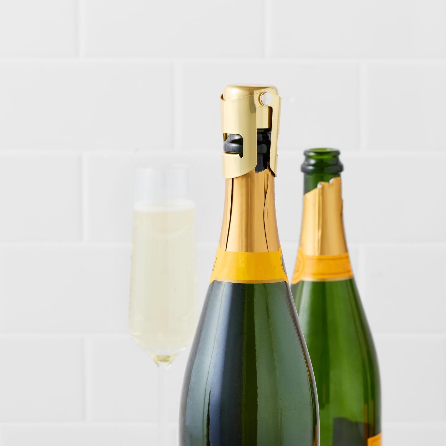 image:imageSur La Table Gold Champagne Stopper Hinged Lever Stopper in Polished Gold Finish to Preserve Champagne Fizz