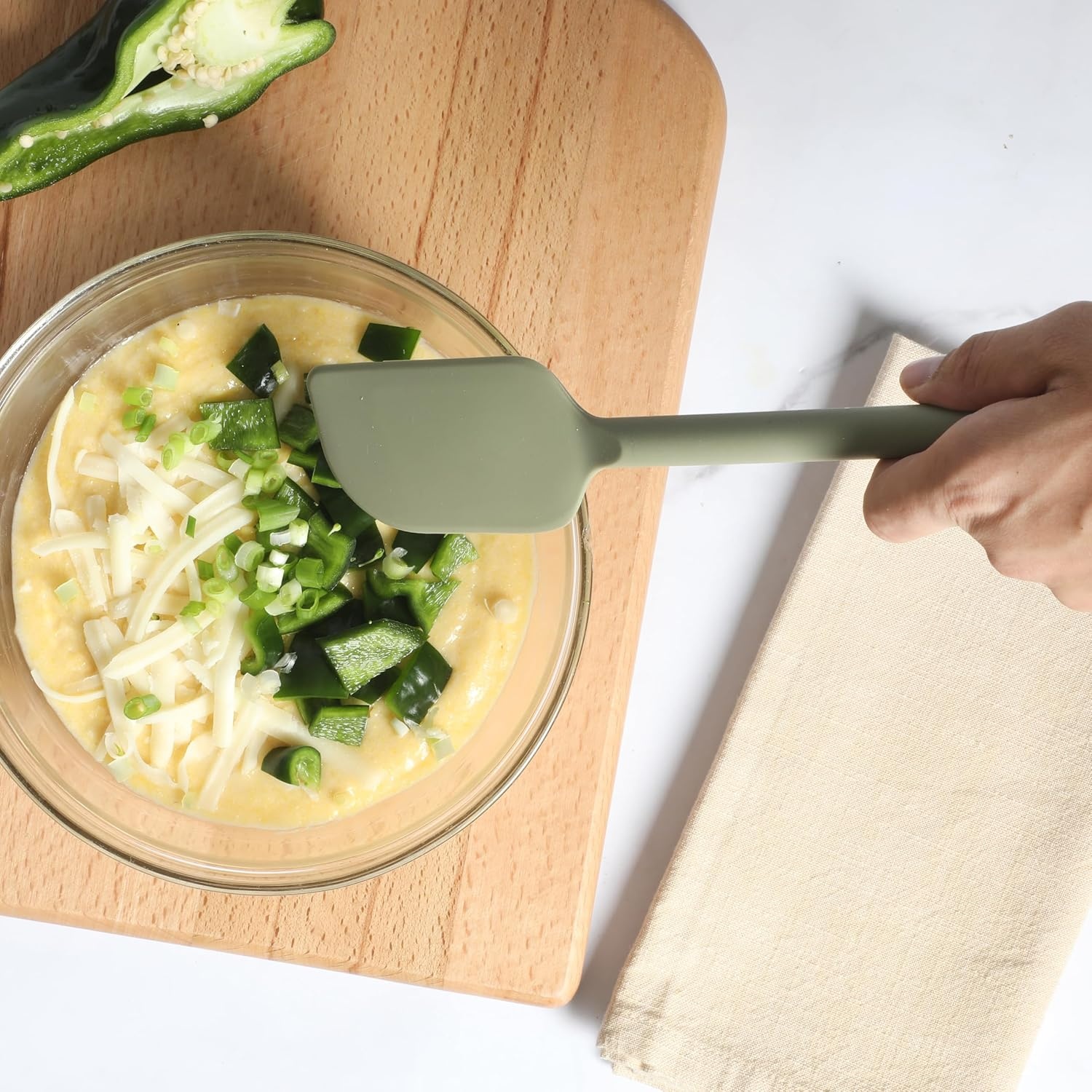 image:imageSur La Table Kitchen Essential Mealcraft Silicone Spatula Juniper GreenJuniper Green Silicone
