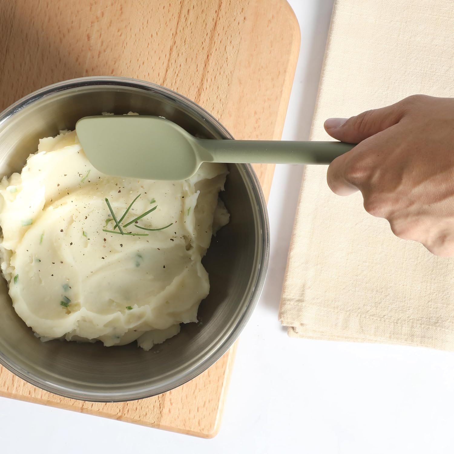 image:imageSur La Table Kitchen Essential Mealcraft Silicone Spatula Juniper GreenJuniper Green Silicone