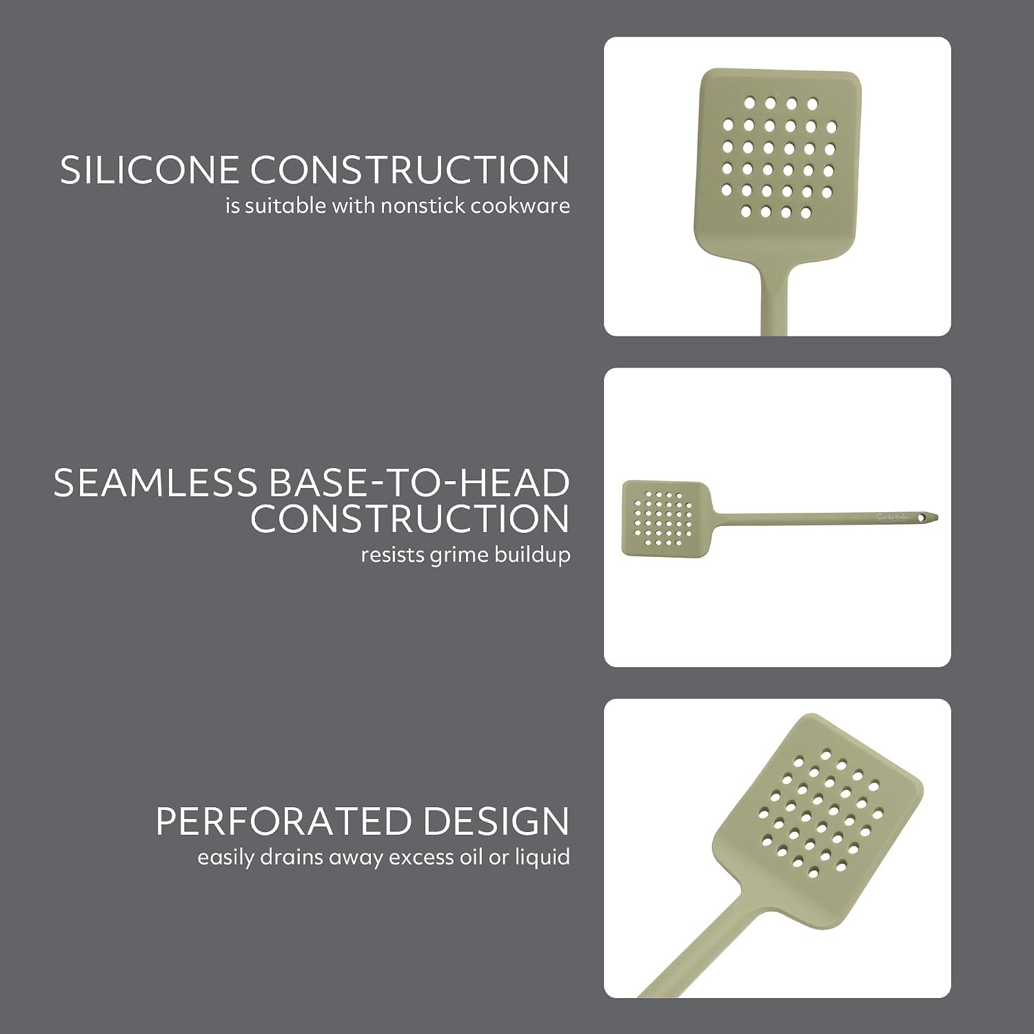 image:imageSur La Table Kitchen Essential Mealcraft Silicone Spatula Juniper GreenJuniper Green Silicone