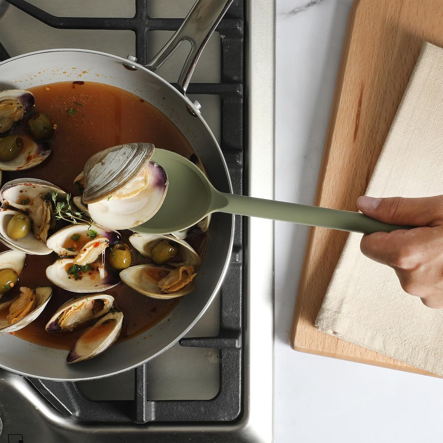 image:imageSur La Table Kitchen Essential Mealcraft Silicone Spatula Juniper GreenJuniper Green Silicone