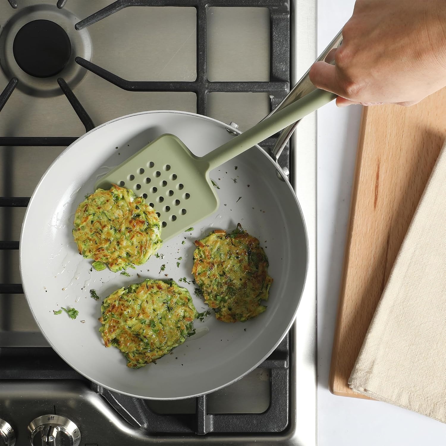 image:imageSur La Table Kitchen Essential Mealcraft Silicone Spatula Juniper GreenJuniper Green Silicone