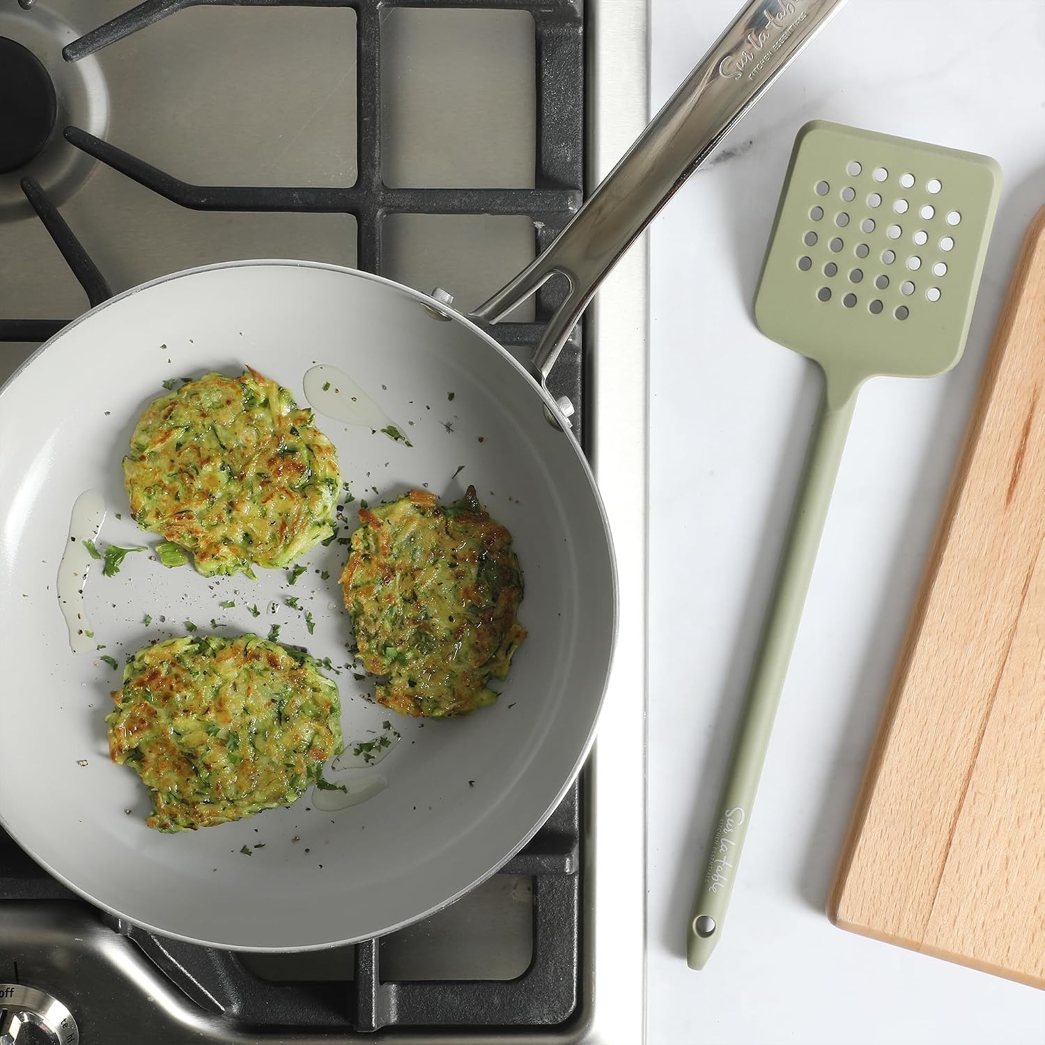 image:imageSur La Table Kitchen Essential Mealcraft Silicone Spatula Juniper GreenJuniper Green Silicone