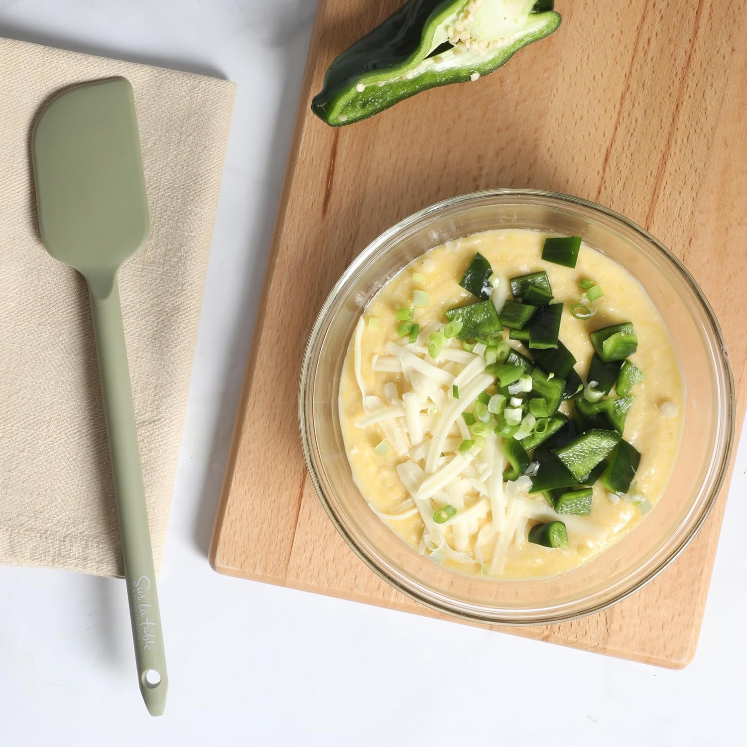 image:imageSur La Table Kitchen Essential Mealcraft Silicone Spatula Juniper GreenJuniper Green Silicone