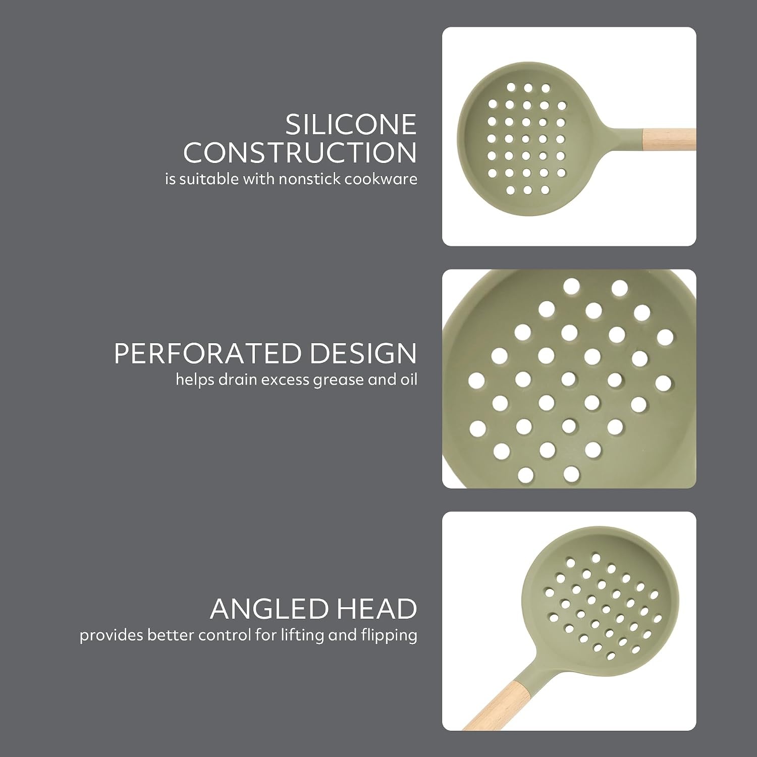 image:imageSur La Table Kitchen Essential Mealcraft Silicone Spatula Juniper GreenJuniper Green SiliconeBeechwood