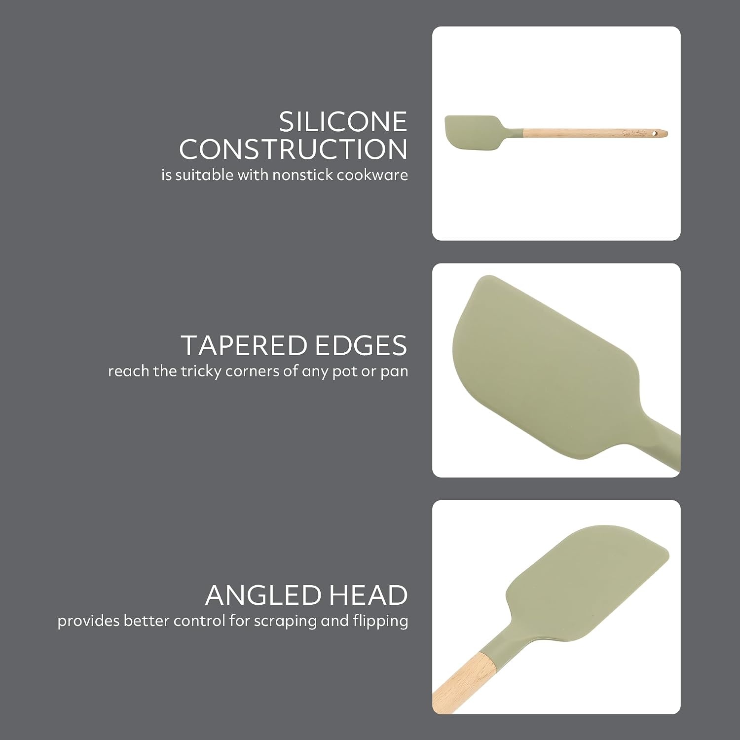 image:imageSur La Table Kitchen Essential Mealcraft Silicone Spatula Juniper GreenJuniper Green SiliconeBeechwood