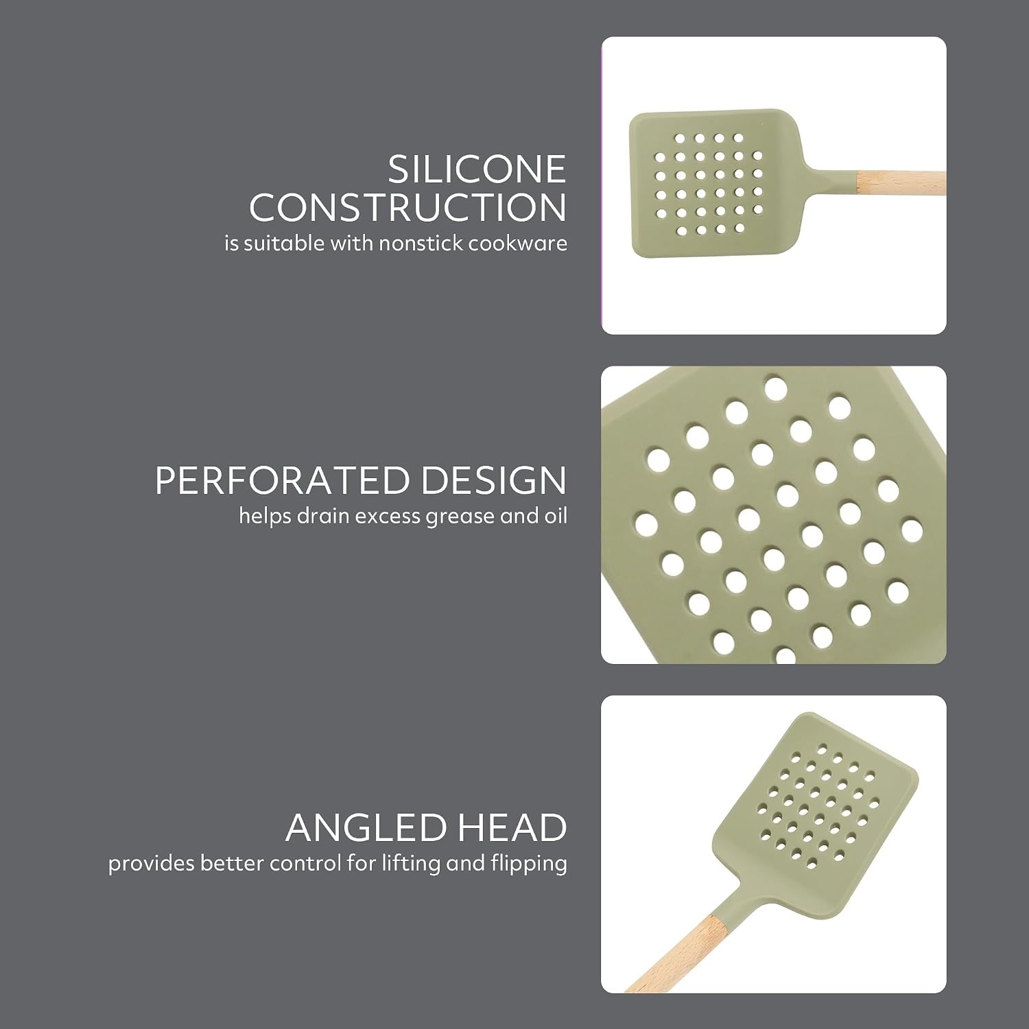 image:imageSur La Table Kitchen Essential Mealcraft Silicone Spatula Juniper GreenJuniper Green SiliconeBeechwood