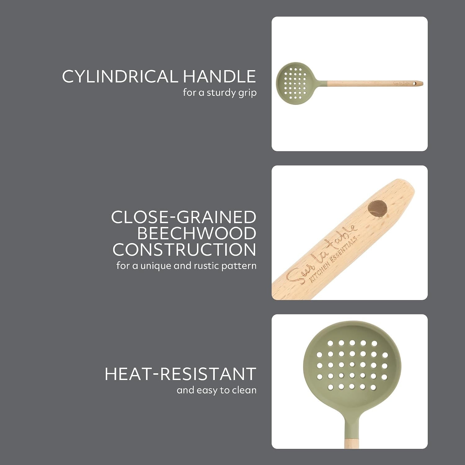 image:imageSur La Table Kitchen Essential Mealcraft Silicone Spatula Juniper GreenJuniper Green SiliconeBeechwood
