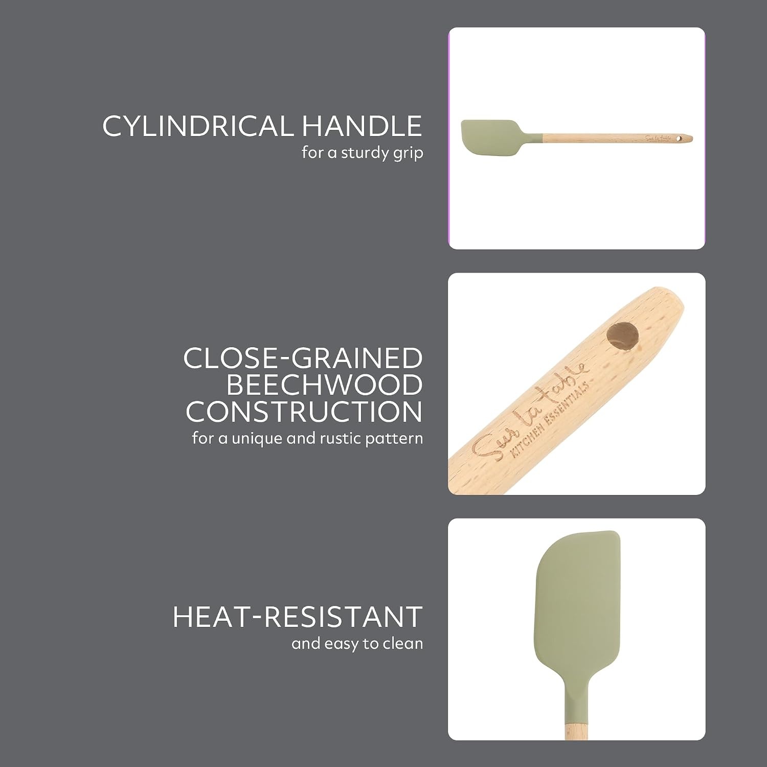 image:imageSur La Table Kitchen Essential Mealcraft Silicone Spatula Juniper GreenJuniper Green SiliconeBeechwood