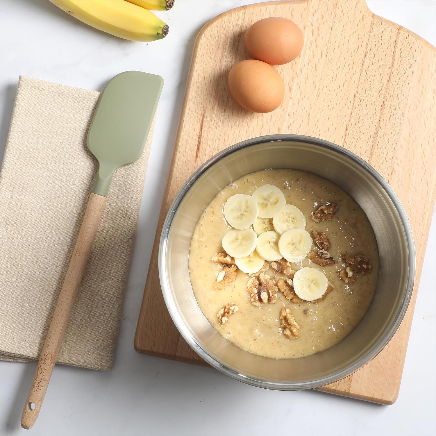 image:imageSur La Table Kitchen Essential Mealcraft Silicone Spatula Juniper GreenJuniper Green SiliconeBeechwood