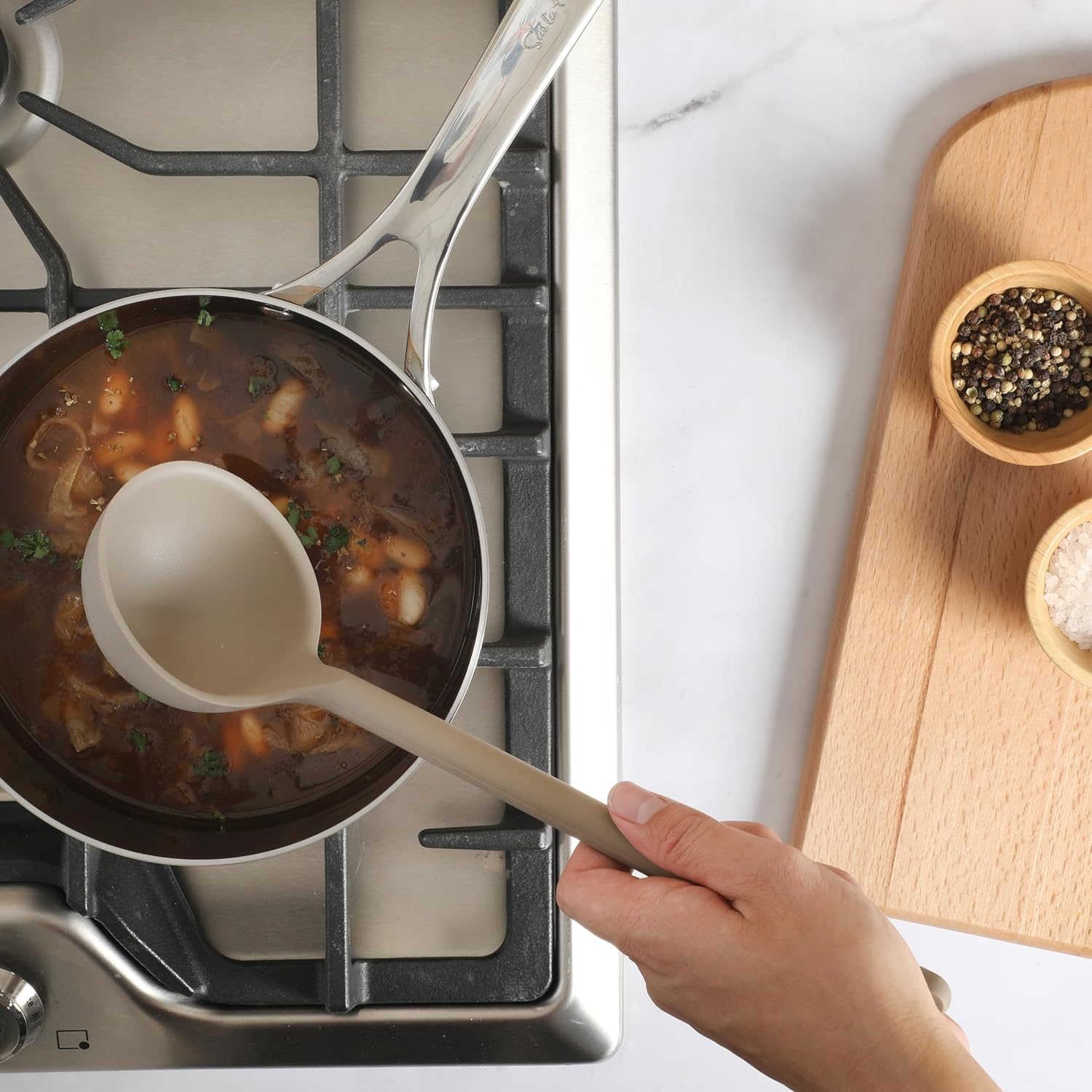 image:imageSur La Table Kitchen Essential Mealcraft Silicone Spatula Juniper GreenTaupe Silicone