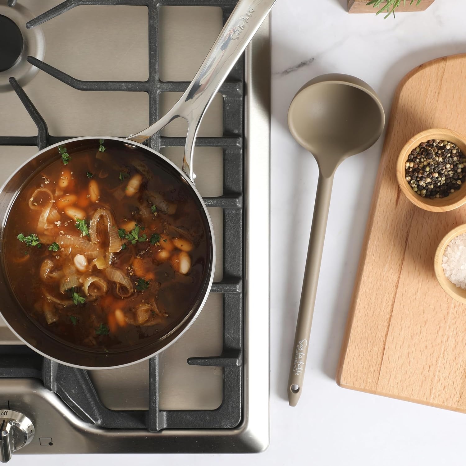image:imageSur La Table Kitchen Essential Mealcraft Silicone Spatula Juniper GreenTaupe Silicone