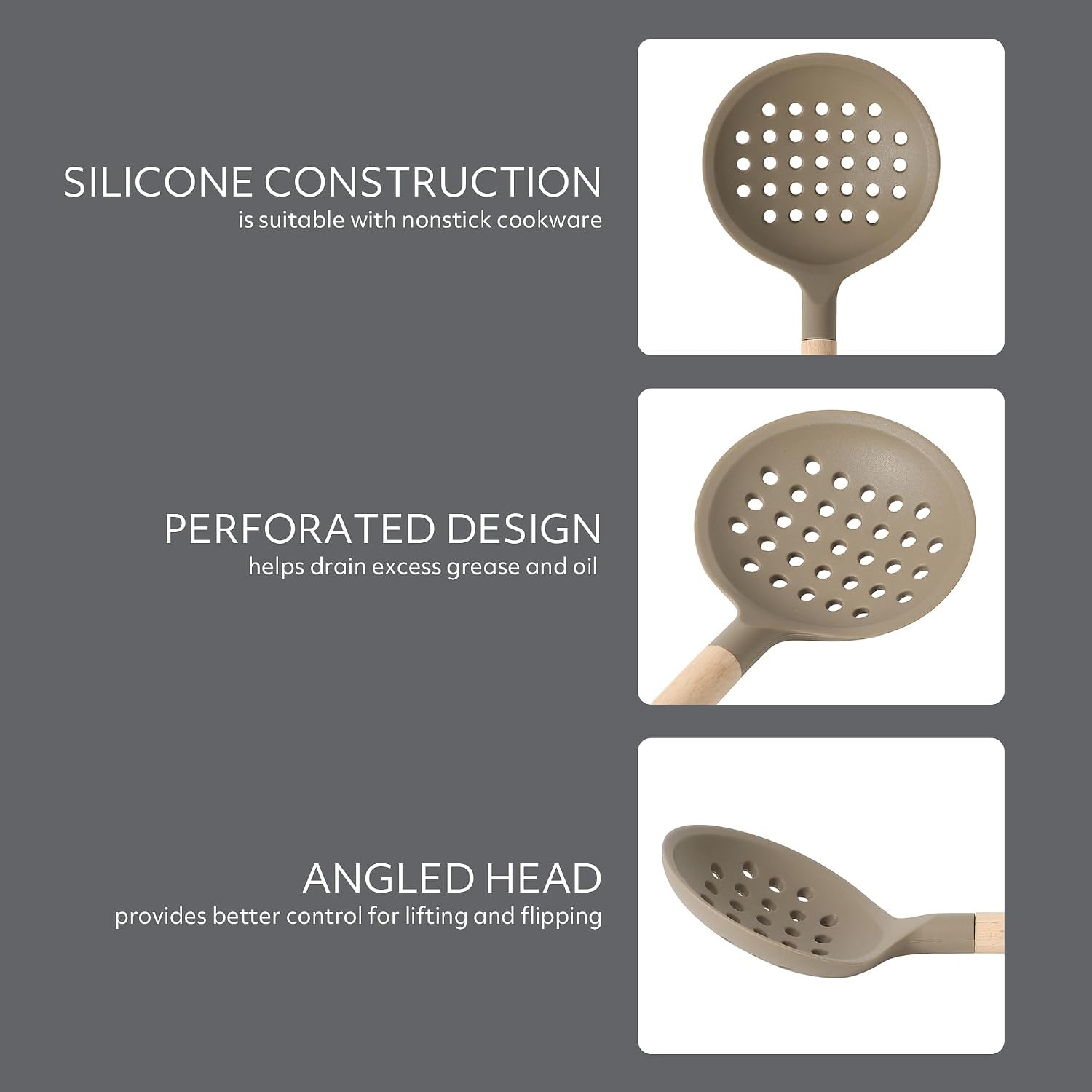 image:imageSur La Table Kitchen Essential Mealcraft Silicone Spatula Juniper GreenTaupe SiliconeBeechwood