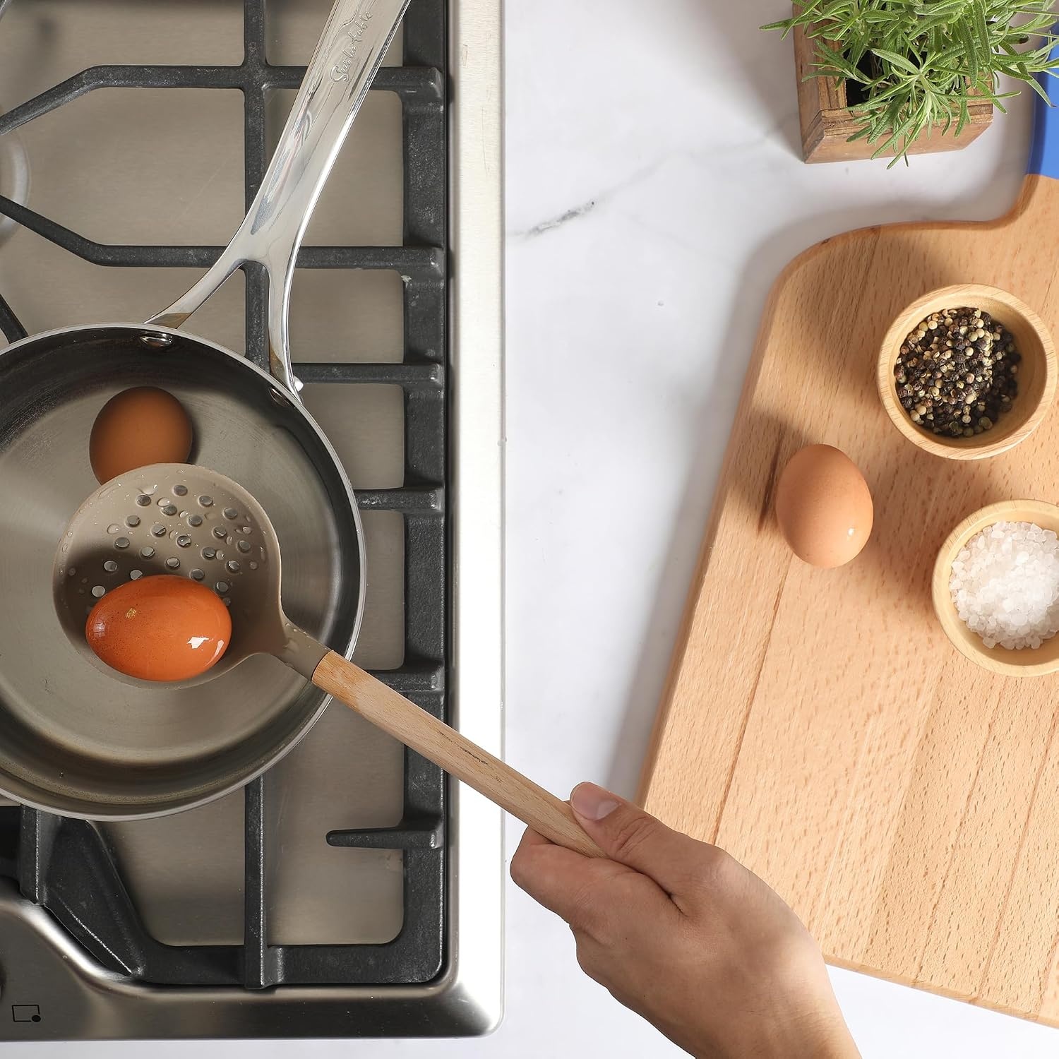 image:imageSur La Table Kitchen Essential Mealcraft Silicone Spatula Juniper GreenTaupe SiliconeBeechwood
