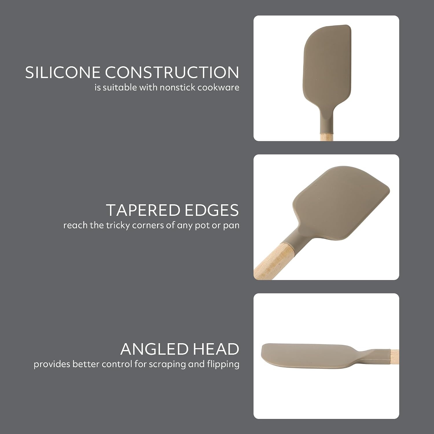 image:imageSur La Table Kitchen Essential Mealcraft Silicone Spatula Juniper GreenTaupe SiliconeBeechwood