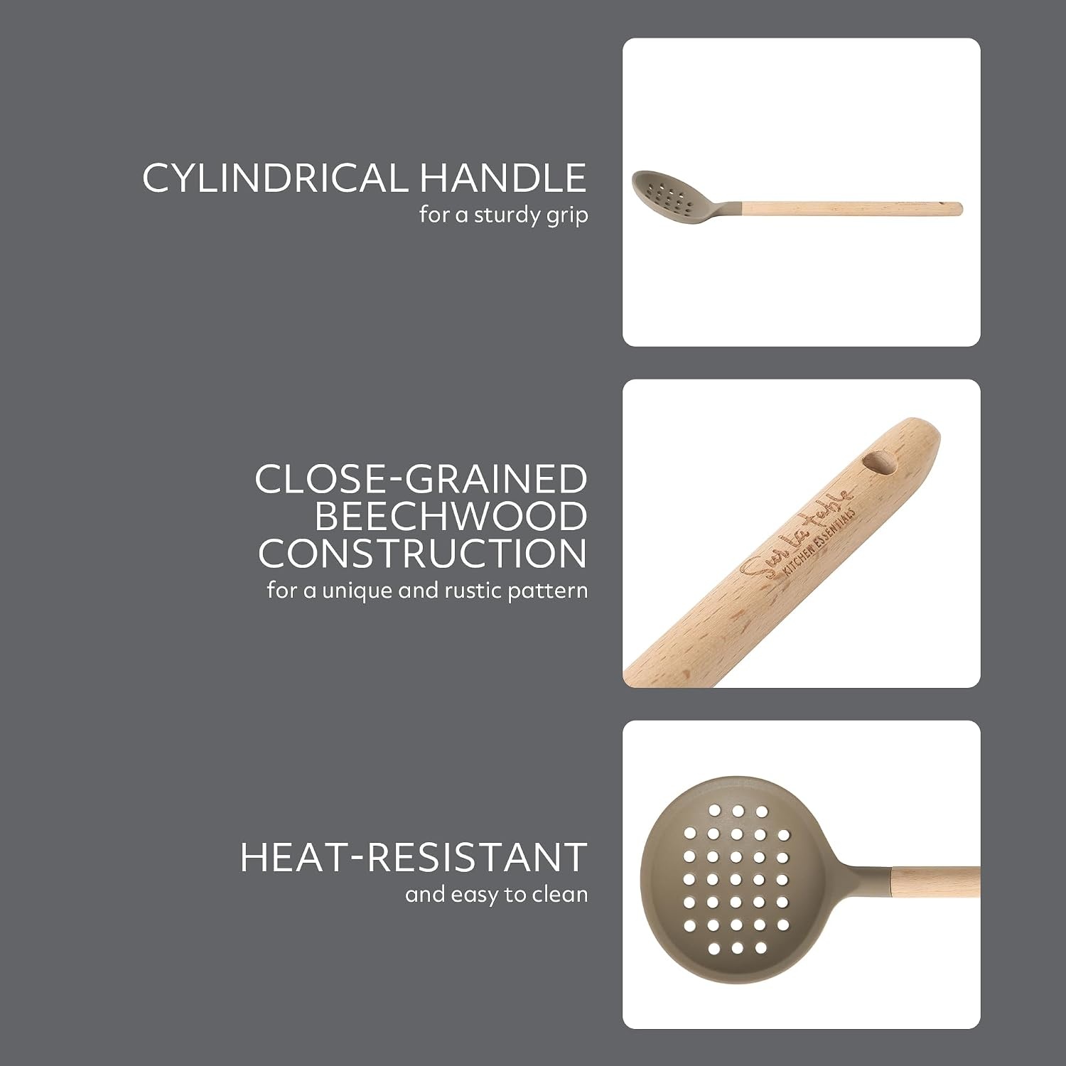 image:imageSur La Table Kitchen Essential Mealcraft Silicone Spatula Juniper GreenTaupe SiliconeBeechwood