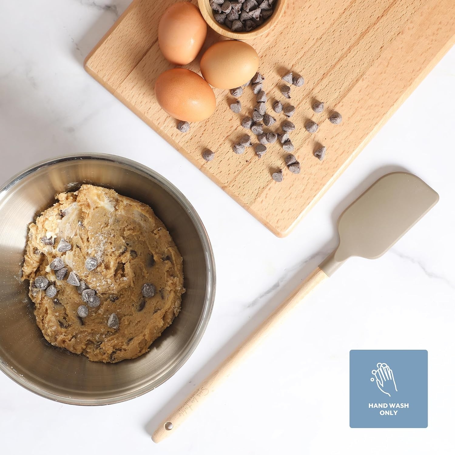 image:imageSur La Table Kitchen Essential Mealcraft Silicone Spatula Juniper GreenTaupe SiliconeBeechwood