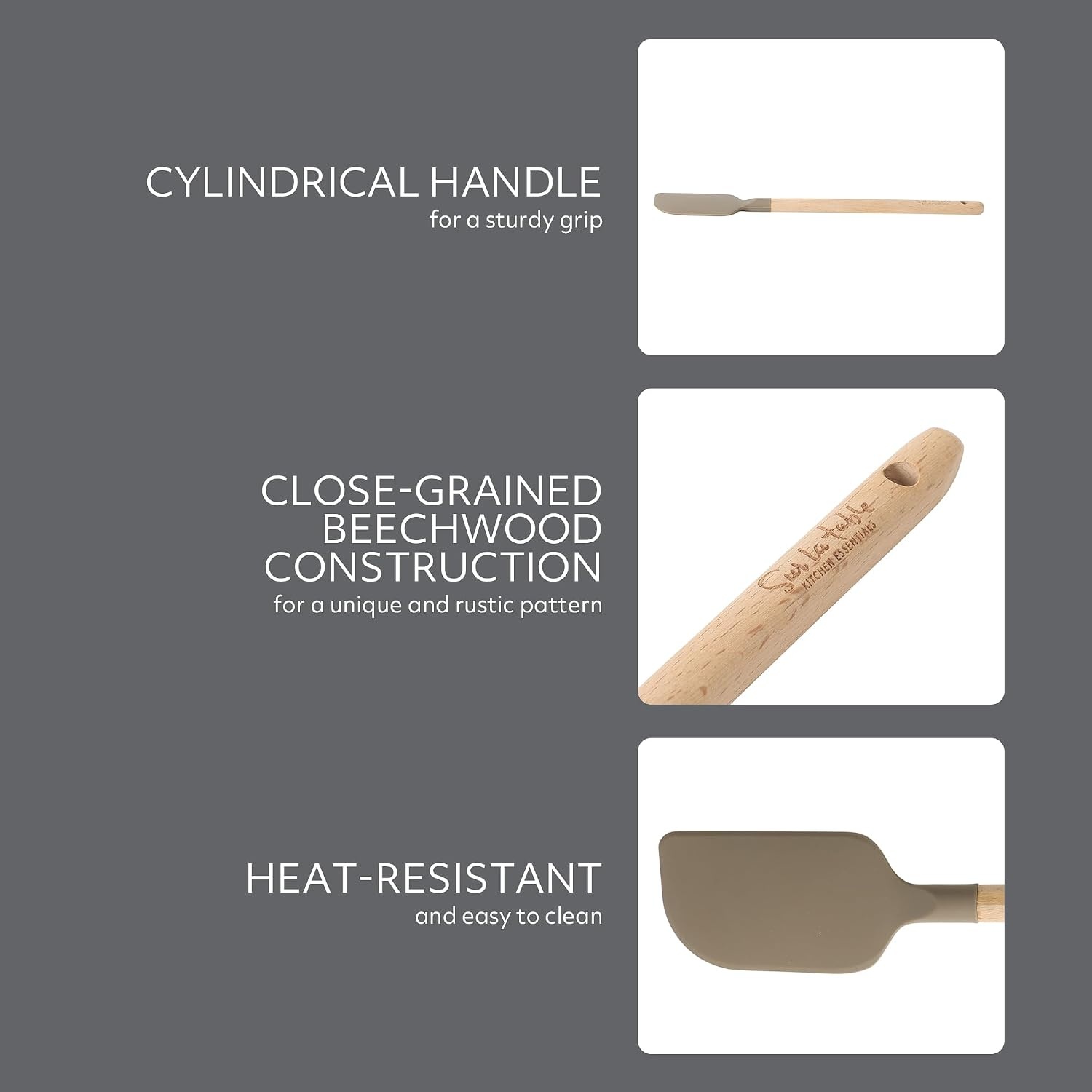 image:imageSur La Table Kitchen Essential Mealcraft Silicone Spatula Juniper GreenTaupe SiliconeBeechwood