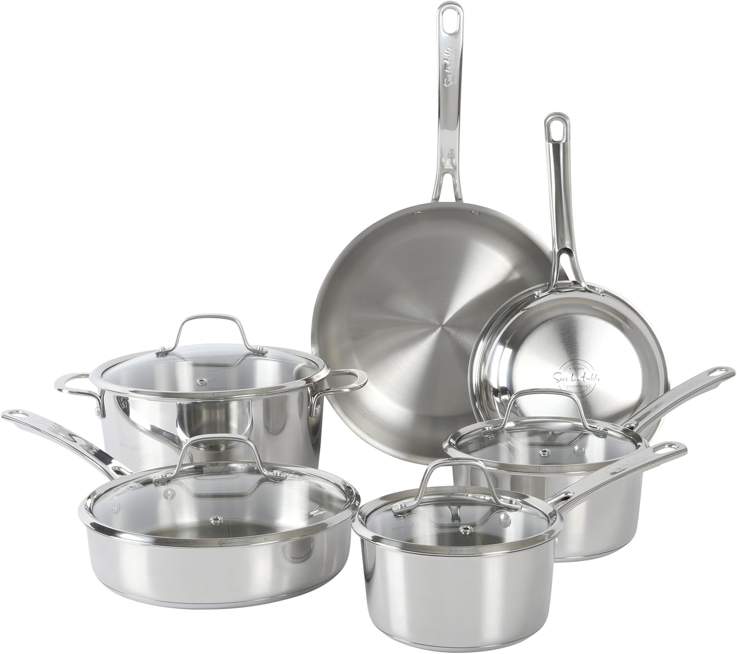 image:imageSur La Table Kitchen Essentials Chefs Deck 8Inch Stainless Steel Frying Pan Induction Ready Skillet with TriPly Base Polished Finish amp Hollow StayCool HandleStainless Steel