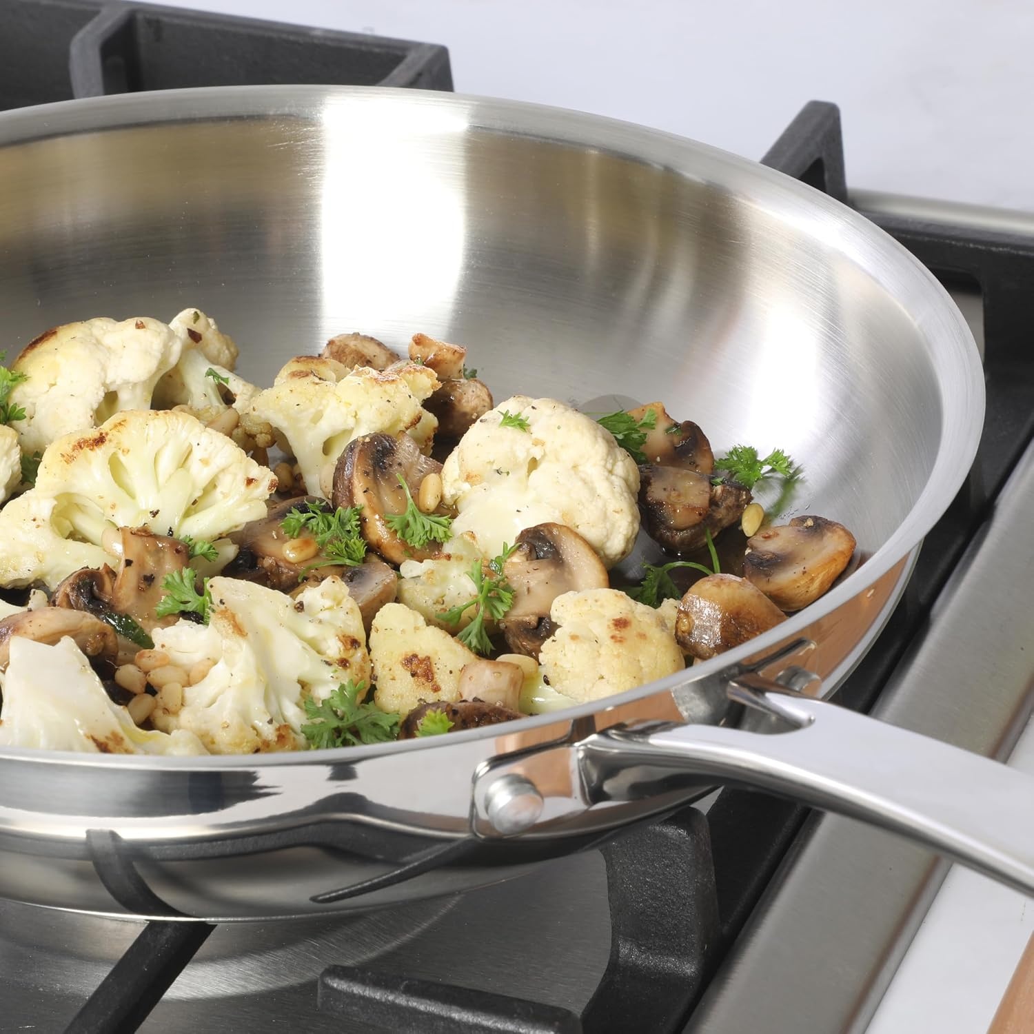 image:imageSur La Table Kitchen Essentials Chefs Deck 8Inch Stainless Steel Frying Pan Induction Ready Skillet with TriPly Base Polished Finish amp Hollow StayCool HandleStainless Steel